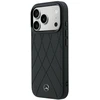 Dėklas Mercedes Leather Crossed Lines MagSafe, skirtas iPhone 18 Pro / 17 Pro, juodas