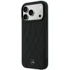 Dėklas Mercedes Leather Crossed Lines MagSafe, skirtas iPhone 18 Pro Max / 17 Pro Max, juodas