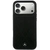 Dėklas Mercedes Leather Crossed Lines MagSafe, skirtas iPhone 18 Pro Max / 17 Pro Max, juodas