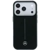 Dėklas Mercedes Leather Semi Wrap Iconic Line MagSafe Case, skirtas iPhone 18 Pro Max / 17 Pro Max - Juodos spalvos