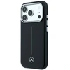Dėklas Mercedes Leather Semi Wrap Iconic Line MagSafe Case, skirtas iPhone 18 Pro Max / 17 Pro Max - Juodos spalvos