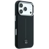 Dėklas Mercedes Leather Semi Wrap Iconic Line MagSafe Case, skirtas iPhone 18 Pro Max / 17 Pro Max - Juodos spalvos