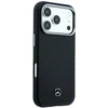 Dėklas Mercedes Leather Semi Wrap Wood Effect MagSafe, skirtas iPhone 18 Pro / 17 Pro, juodas