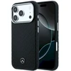 Dėklas Mercedes Leather Semi Wrap Wood Effect MagSafe, skirtas iPhone 18 Pro / 17 Pro, juodas
