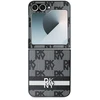 DKNY PU Leather Checkered Pattern and Stripe Samsung Galaxy Z Flip6 dėklas telefonui juodos spalvos