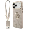 Guess 4G Big 4G Classic Logo Big Strap Metal Mygtukai dėklas skirtas Apple iPhone 17 Pro Max rožinės spalvos