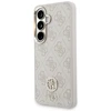 Dėklas Guess 4G Big Rhinestone Triangle Strap MagSafe for Samsung Galaxy S26 rožinės spalvos