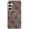 Guess 4G Glitter Triangle Mygtukai MagSafe Samsung Galaxy S25 dėklas telefonui rudos spalvos
