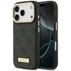 Guess 4G Logo Plate MagSafe dėklas Apple iPhone 17 Pro juodos spalvos