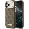 Guess 4G Logo Plate MagSafe dėklas Apple iPhone 17 Pro Max rudos spalvos