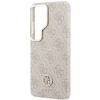 Guess PU odos 4G Strass Logo Gold Frame magnetinis dėklas skirtas Samsung Galaxy S26 Ultra rožinės spalvos