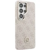 Guess PU odos 4G Strass Logo Gold Frame magnetinis dėklas skirtas Samsung Galaxy S26 Ultra rožinės spalvos