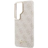Guess PU 4G Script Metal Logo Magnetic dėklas skirtas Samsung Galaxy S26 Ultra rožinės spalvos