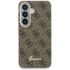 Guess PU 4G Script Metal Logo Magnetic dėklas skirtas Samsung Galaxy S26 rudos spalvos