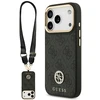 Guess 4G Strass Logo & Big Strap Metal Mygtukai MagSafe dėklas skirtas Apple iPhone 17 Pro juodos spalvos