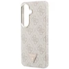 Guess PU Leather 4G Strass Triangle Logo Gold Frame Magnetic dėklas skirtas Samsung Galaxy S26 rožinės spalvos