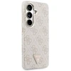 Guess PU Leather 4G Strass Triangle Logo Gold Frame Magnetic dėklas skirtas Samsung Galaxy S26 rožinės spalvos