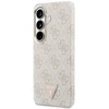 Guess PU Leather 4G Strass Triangle Logo Gold Frame Magnetic dėklas skirtas Samsung Galaxy S26 rožinės spalvos