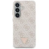 Guess PU Leather 4G Strass Triangle Logo Gold Frame Magnetic dėklas skirtas Samsung Galaxy S26 rožinės spalvos