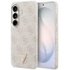 Guess PU Leather 4G Strass Triangle Logo Gold Frame Magnetic dėklas skirtas Samsung Galaxy S26 rožinės spalvos