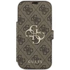 Guess Book 4G Metal Logo dėklas skirtas Apple iPhone 17 Pro rudos spalvos