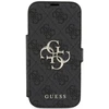 Guess Book 4G Metal Logo dėklas skirtas Apple iPhone 17 Pro juodos spalvos