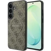 Guess PU odos 4G Gold Frame magnetinis dėklas, skirtas Samsung Galaxy S26 FE, rudas