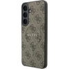 Guess PU odos 4G Gold Frame magnetinis dėklas, skirtas Samsung Galaxy S26 FE, rudas