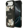 Guess Grained Flowers Classic Logo MagSafe dėklas iPhone Air, juodos spalvos