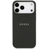 Guess Grained Ring MagSafe dėklas iPhone 17 Pro Max juodos spalvos