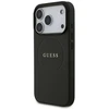 Guess Grained Ring MagSafe dėklas Apple iPhone 17 Pro juodos spalvos