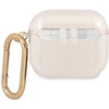 Guess apsauginis dėklas GUA3UCG4GD Glitter Collection, skirtas AirPods 3 smėlio spalvos