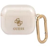 Guess apsauginis dėklas GUA3UCG4GD Glitter Collection, skirtas AirPods 3 smėlio spalvos
