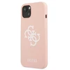 Guess GUHCP13SLS4GWPI Apple iPhone 13 mini 5,4″ rožinės spalvos kietas dėklas Silicone 4G Logo