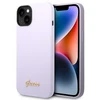 „Guess“ silikoninis vintažinis auksinis logotipo dėklas iPhone 14 / 15 Plus - Violetinė