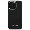 Guess GUHCP16LSMBSLK Apple iPhone 16 Pro 6.3″ juodos spalvos kietas dėklas Silicone Script Metal Logo & Frame