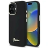 Guess GUHCP16MSMBSLK Apple iPhone 16 Plus 6.7″ juodos spalvos kietas dėklas Silicone Script Metal Logo & Frame