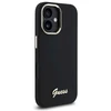 Guess GUHCP16MSMBSLK Apple iPhone 16 Plus 6.7″ juodos spalvos kietas dėklas Silicone Script Metal Logo & Frame