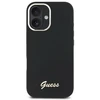 Guess GUHCP16MSMBSLK Apple iPhone 16 Plus 6.7″ juodos spalvos kietas dėklas Silicone Script Metal Logo & Frame