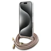 Guess GUHCP16SHC4SEP Apple iPhone 16 6.1″ rožinės spalvos kietas dėklas Crossbody Cord 4G Print