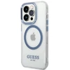 Guess GUHMP14LHTRMB Apple iPhone 14 Pro 6,1″ mėlynas kietas dėklas Metal Outline Magsafe