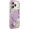 Dėklas Guess IML Glitter Flowers Triangle MagSafe Case for iPhone 17 Pro / 18 Pro - Violetinė