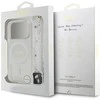 Guess IML Glitter Pearl Strap MagSafe dėklas Apple iPhone 17 Pro skaidrus