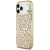 Dėklas Guess IML Leopard Glitter Triangle Logo MagSafe Case for iPhone 17 Pro / 18 Pro - Brown