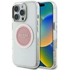 Dėklas Guess IML Metal Colored Circle Classic Logo MagSafe, skirtas iPhone 16 Pro Max, rožinės spalvos