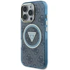 Guess IML Metal Glitter 4G Circle Triangle MagSafe dėklas, skirtas iPhone 16 Pro - Mėlyna