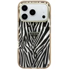 Guess IML Zebra Blizgus Trikampis Logotipas MagSafe iPhone 17 Pro / 18 Pro Dėklas – Auksinis