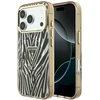 Guess IML Zebra Blizgus Trikampis Logotipas MagSafe iPhone 17 Pro / 18 Pro Dėklas – Auksinis