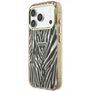 Guess IML Zebra Blizgus Trikampis Logotipas MagSafe iPhone 17 Pro / 18 Pro Dėklas – Auksinis