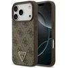 Original dėklas GUESS Leather 4G Triangle Strass MagSafe skirtas Apple iPhone 17 Pro rudos spalvos